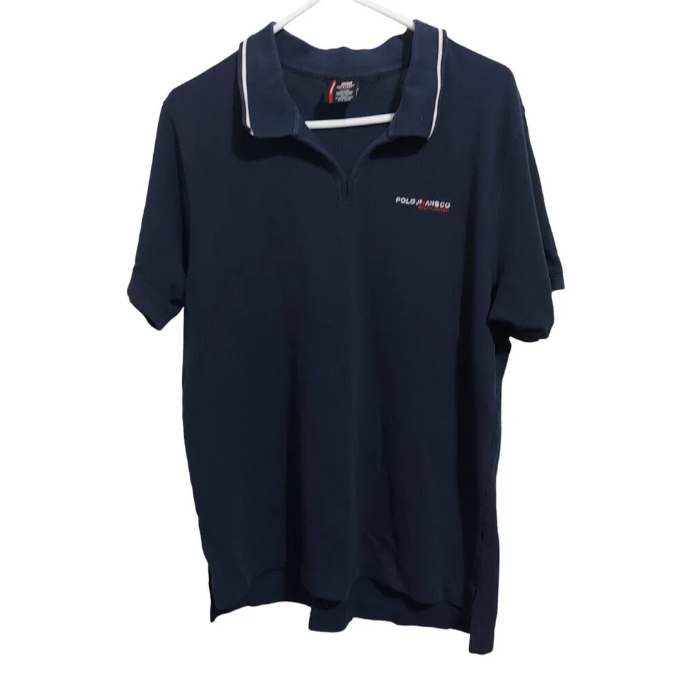 T-shirt 90s Men's Polo Jeans Co Ralph Lauren XL Navy Blue Short Sleeve